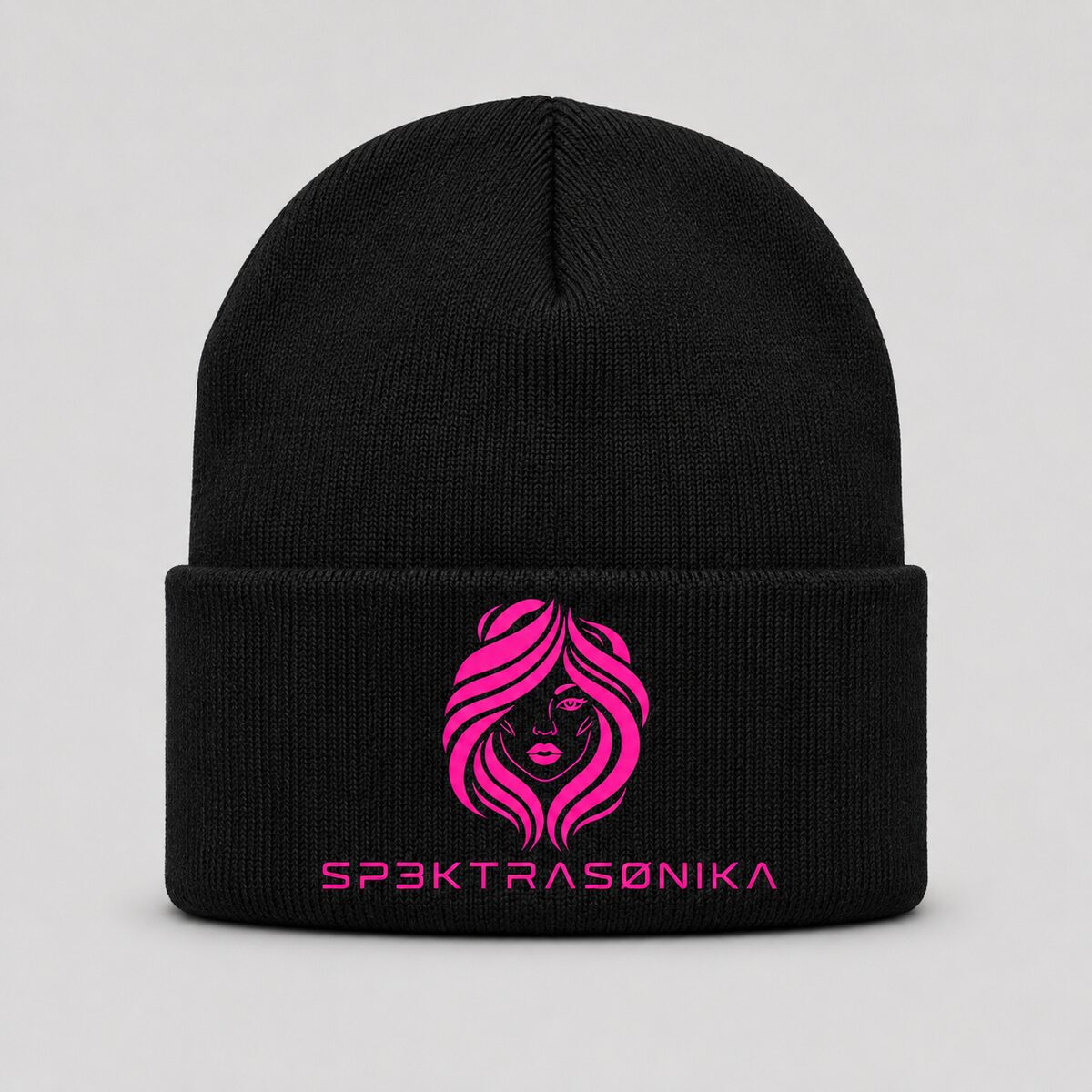 Sp3ktraSønika Medusa beanie — noir with magenta embroidery