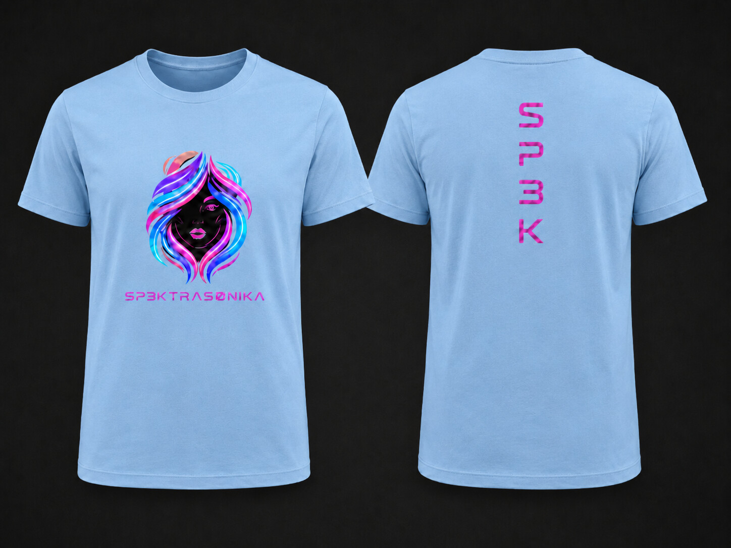 Sp3ktraSønika Medusa premium tee — mens, powder blue, portrait print